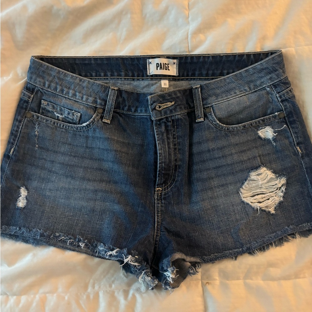 Paige dark blue jean shorts